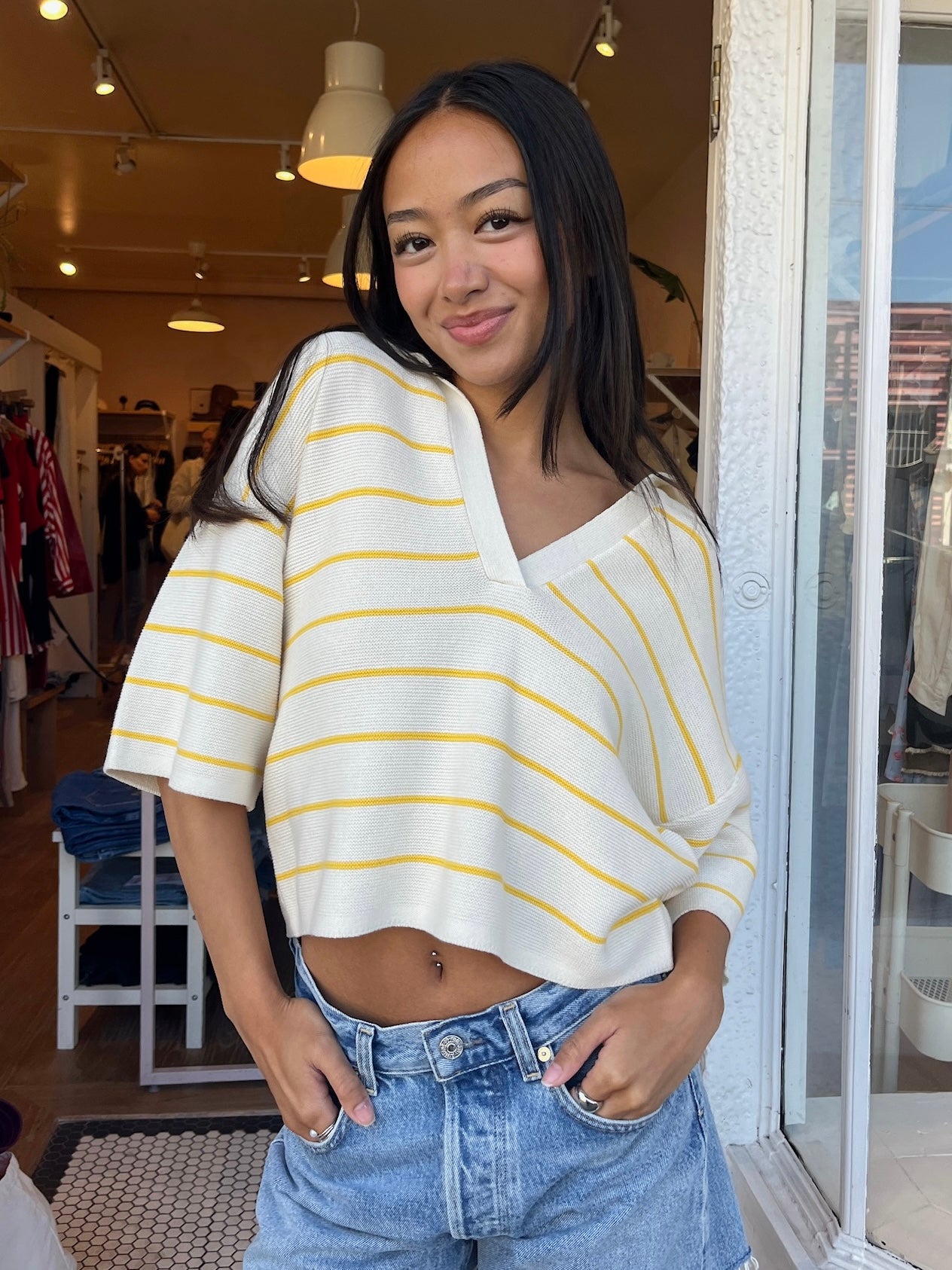 Marlow Top in Dandelion Stripe