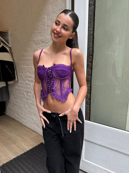 Aleeia Ruffle Corset in Amethyst