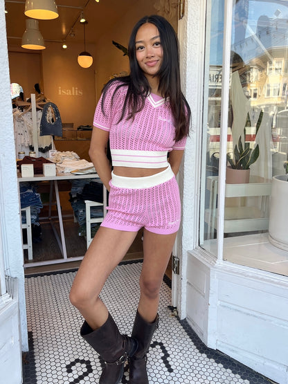 Cup Knit Hotpants in Blush