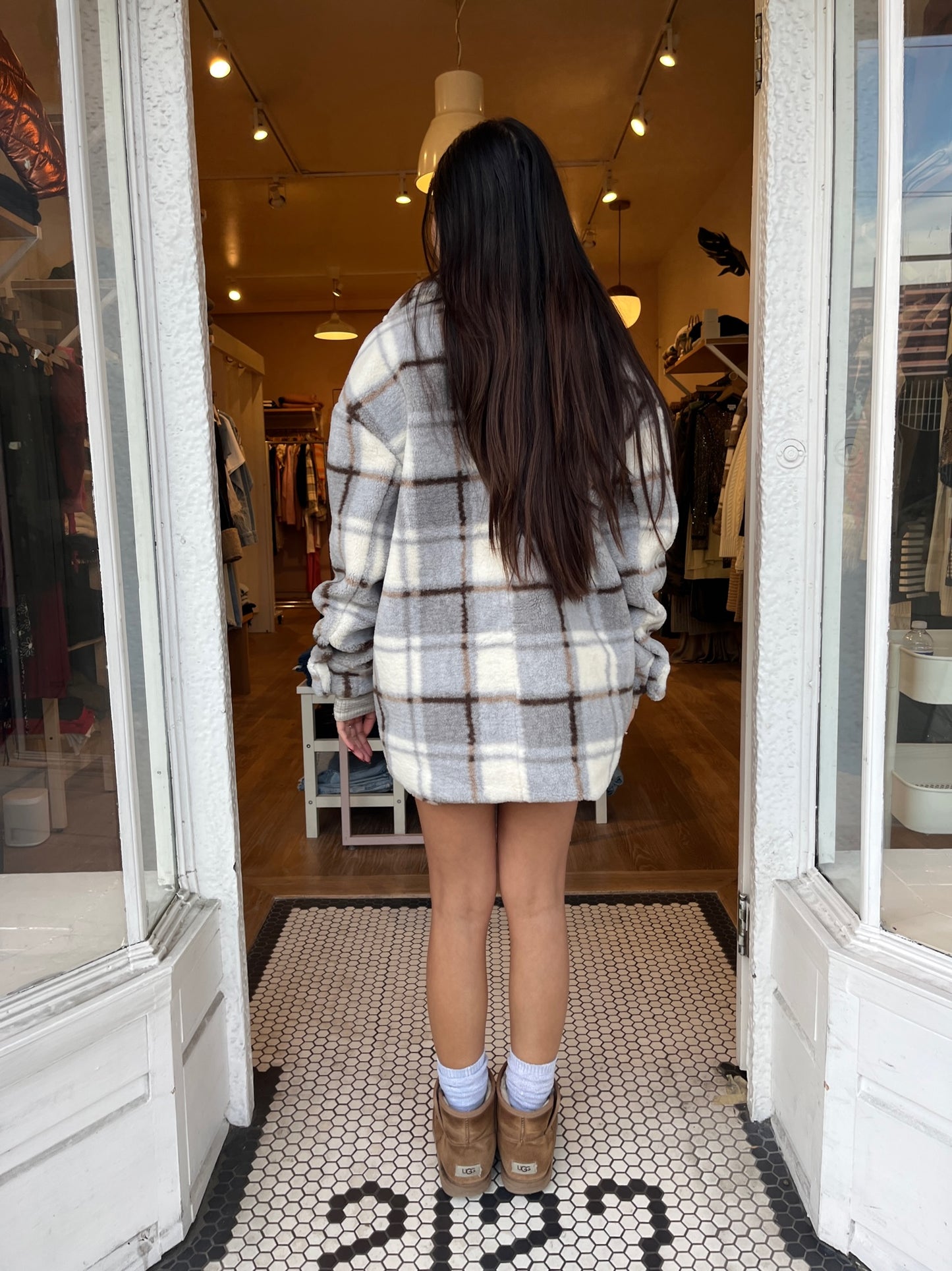 Cedar Plaid Jacket in Sky