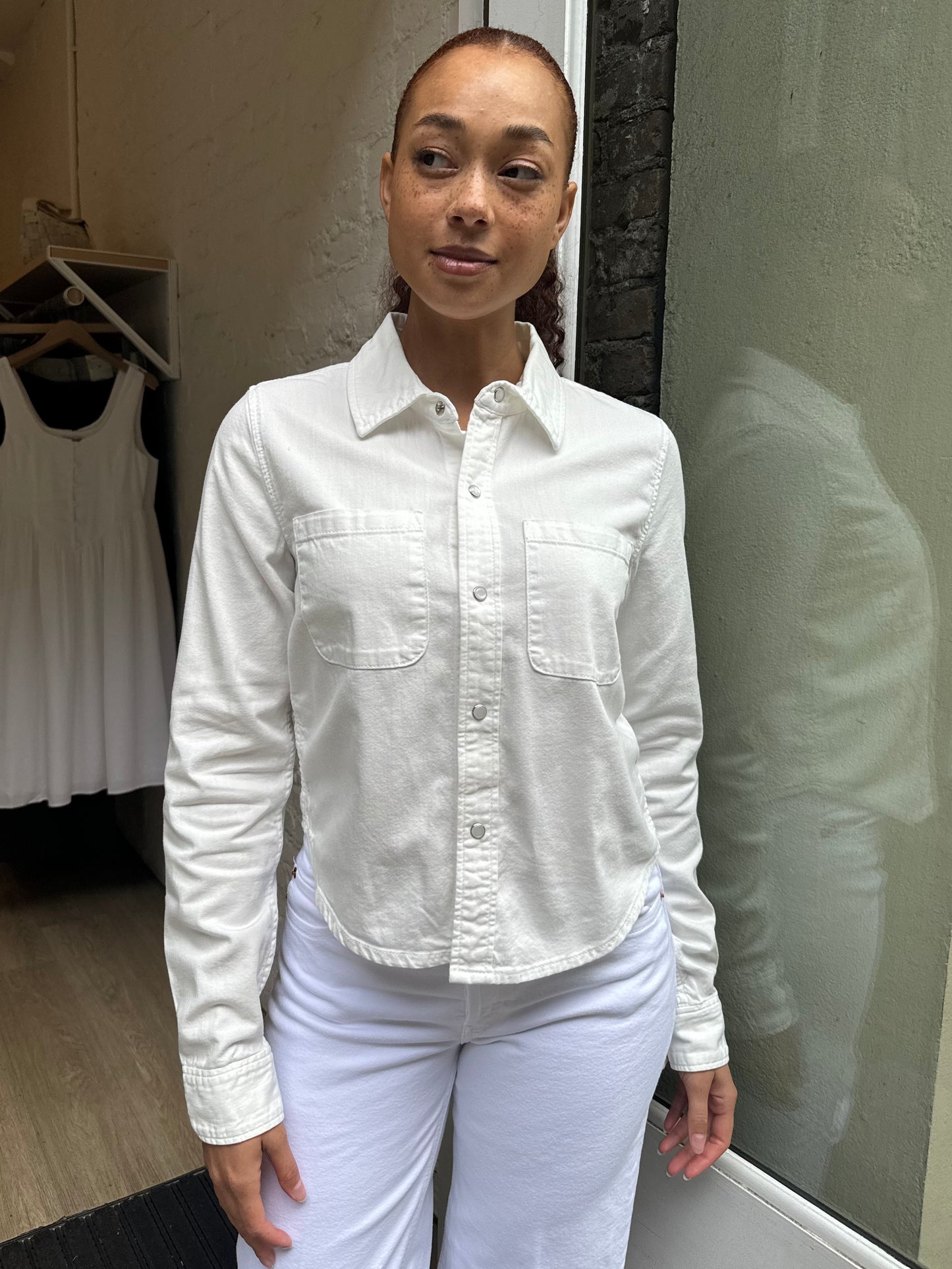 Slim Denim Shirt in White