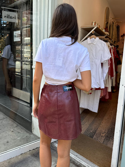 Frankie Faux Leather Skirt in Burgundy