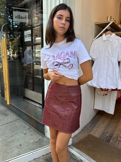 Frankie Faux Leather Skirt in Burgundy