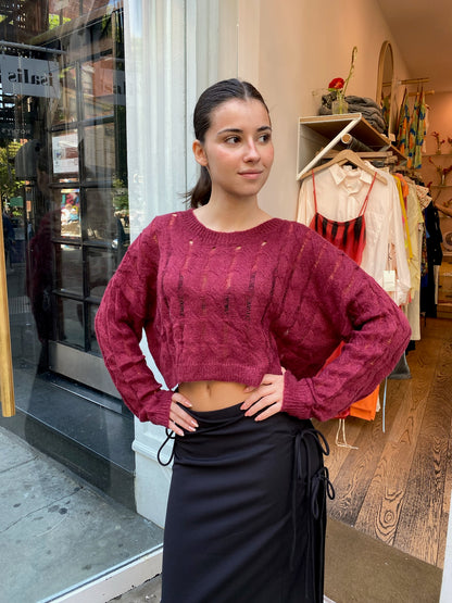 Elaina Knit Sweater in Burgundy