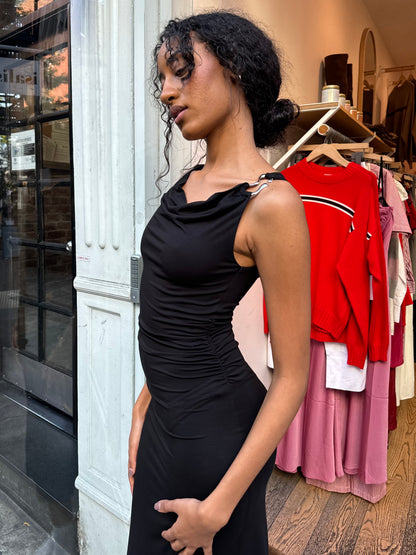 Elissa Cowl Neck Dress in Black