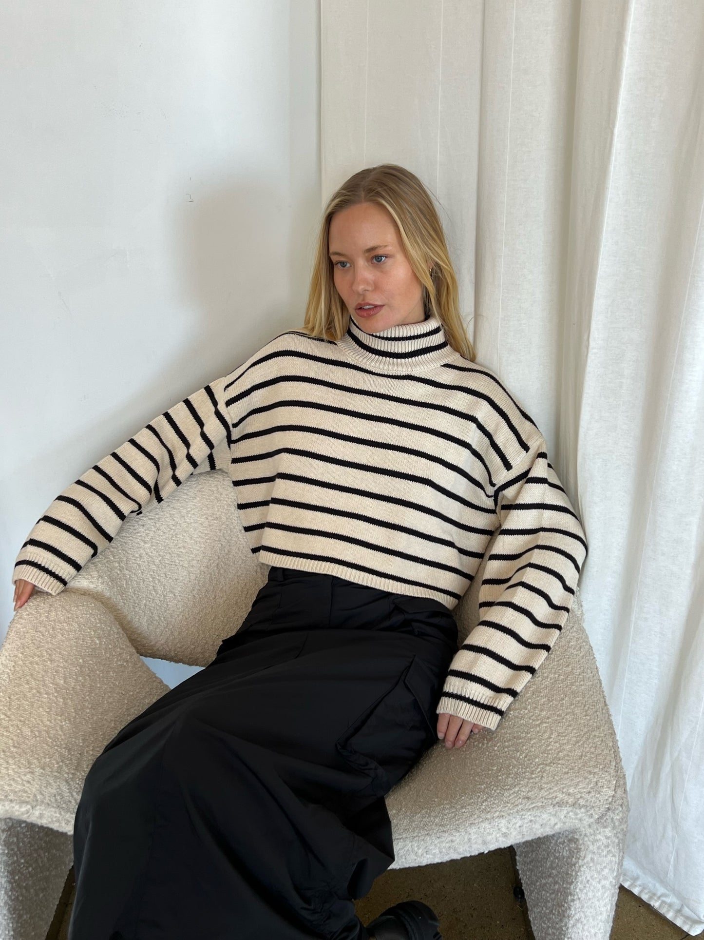 Talbot Turtleneck Knit Top in Stripe