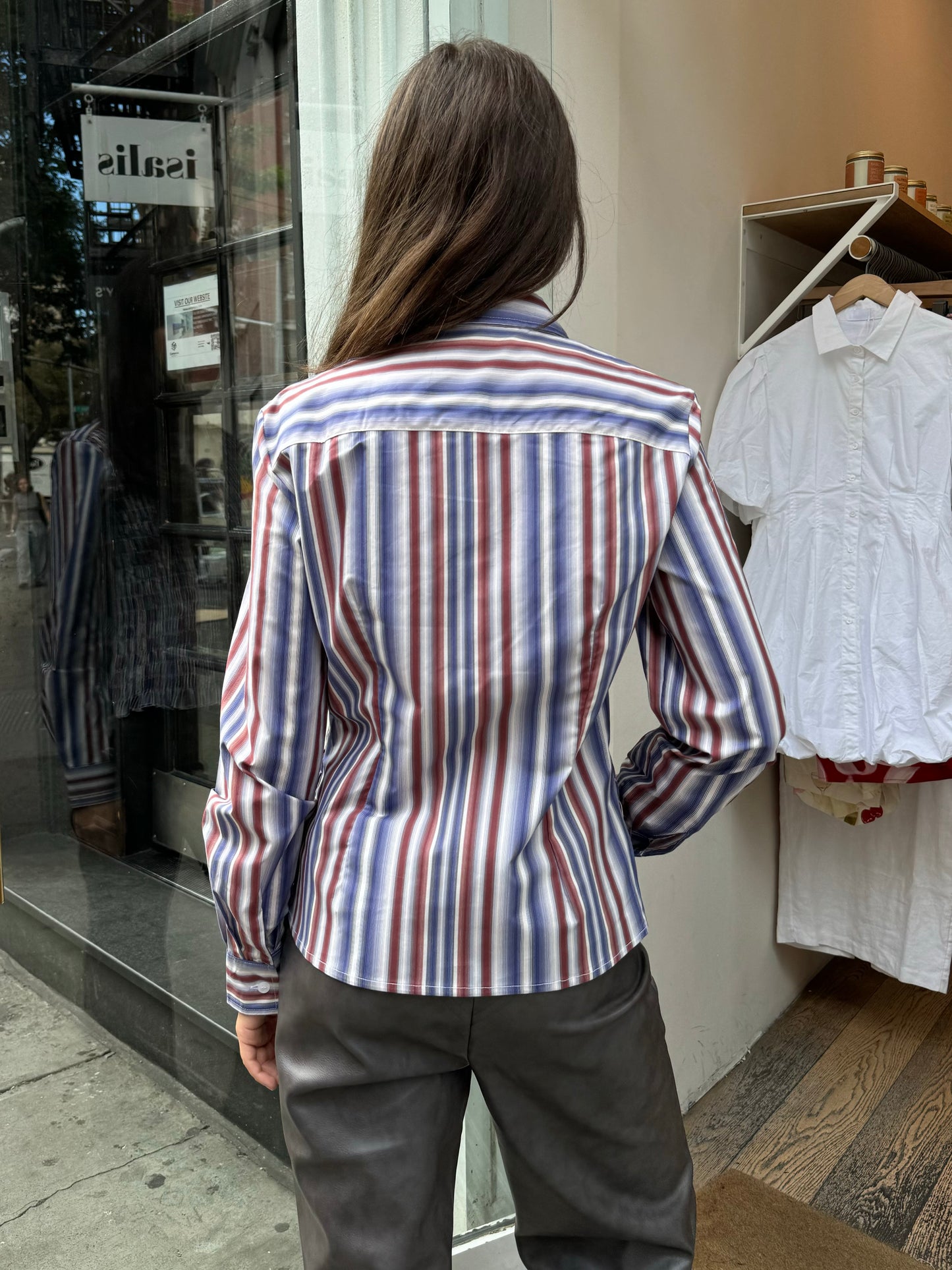 Liam Shirt in White Blue Burgundy