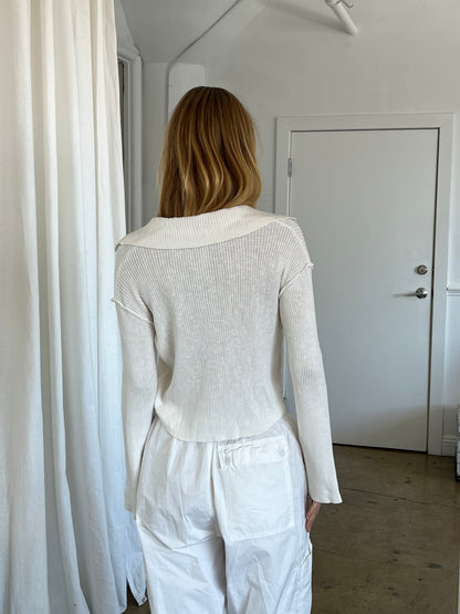 Grayson Collared Cardigan in White