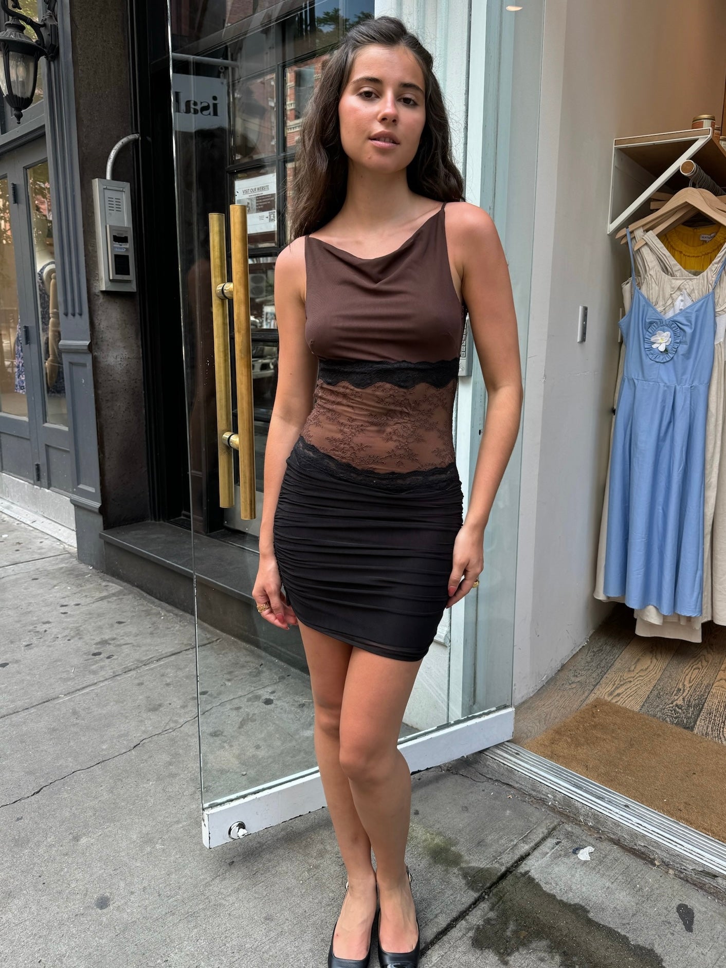 Loani Mini Dress in Chocolate Black