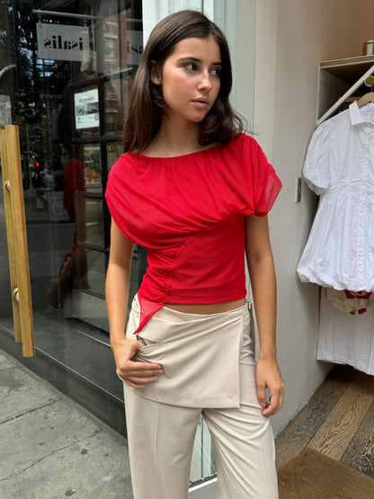 Gemini Draped Top in Red