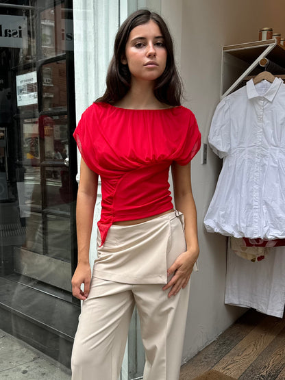 Gemini Draped Top in Red