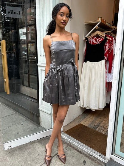 Penelope Mini Dress in Metallic Grey