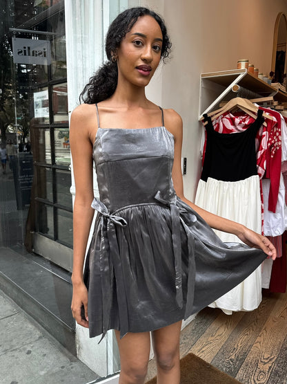 Penelope Mini Dress in Metallic Grey