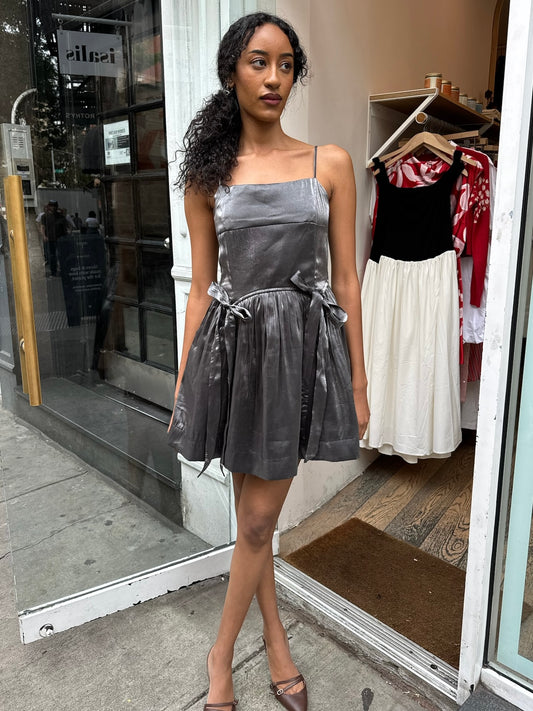 Penelope Mini Dress in Metallic Grey