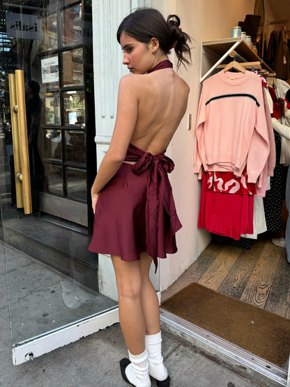 Maddie Halter Mini Dress in Wine