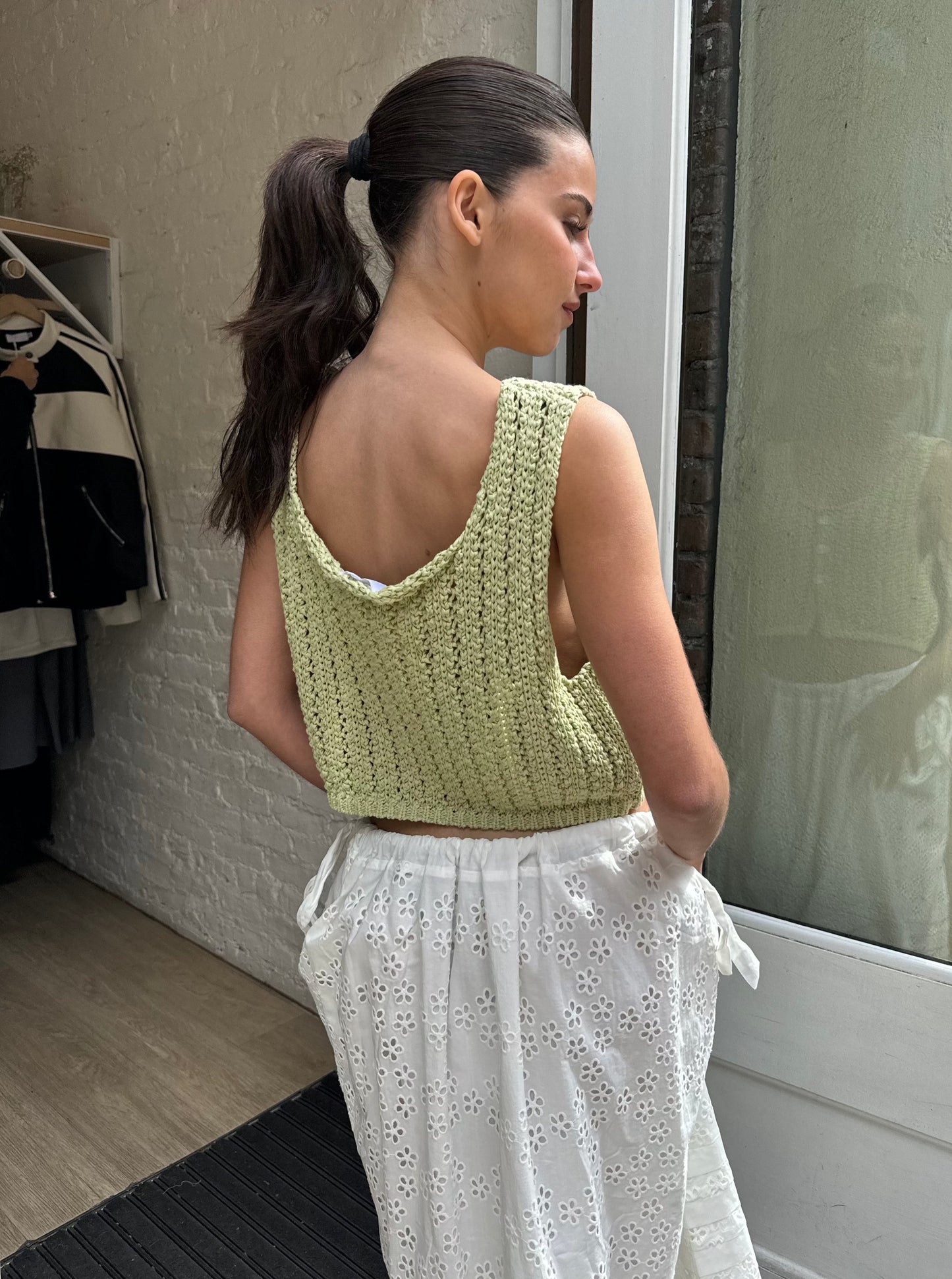 Billie Knit Crop Tank in Sage