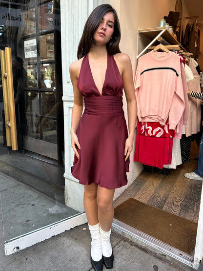 Maddie Halter Mini Dress in Wine