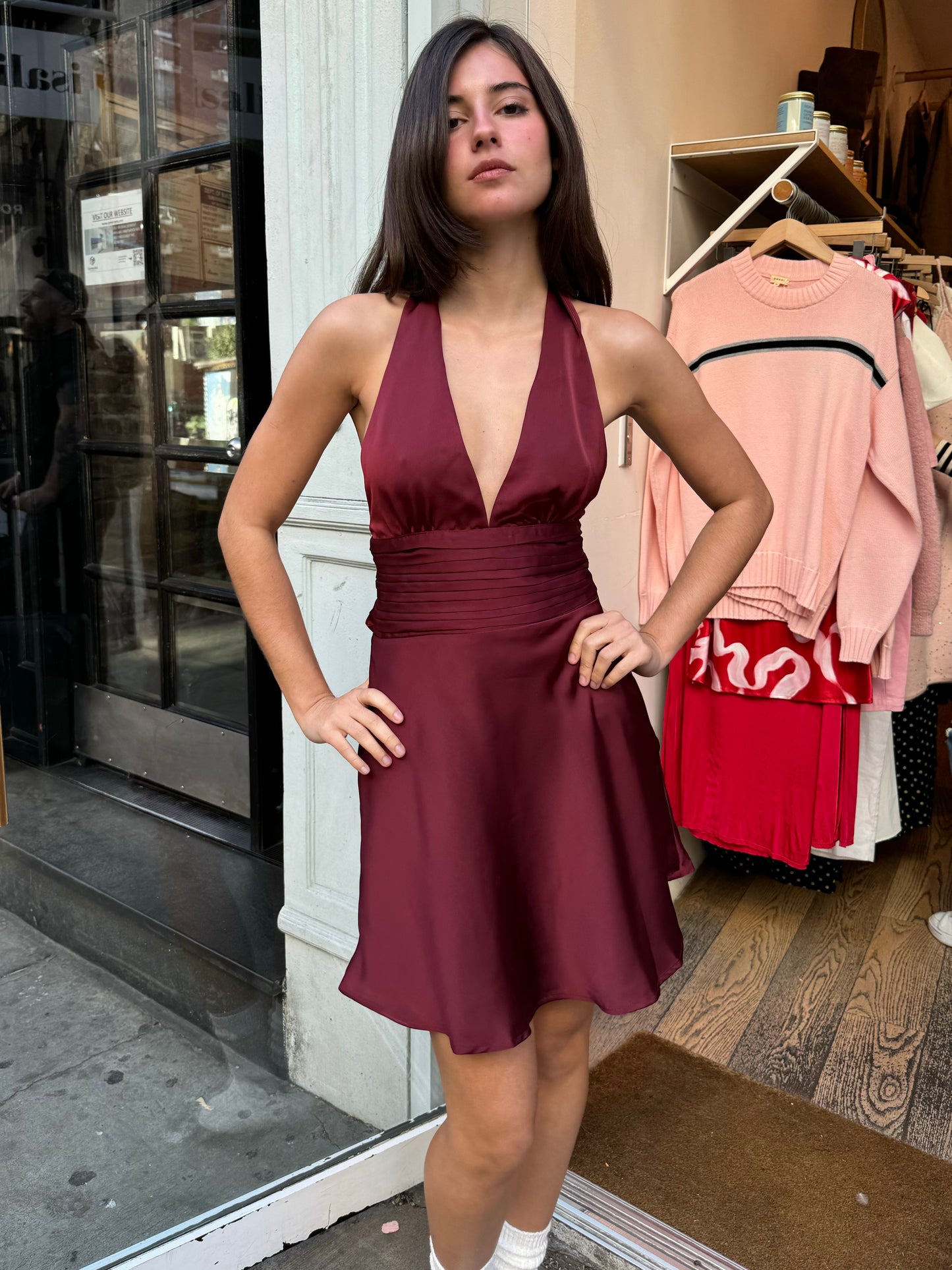 Maddie Halter Mini Dress in Wine