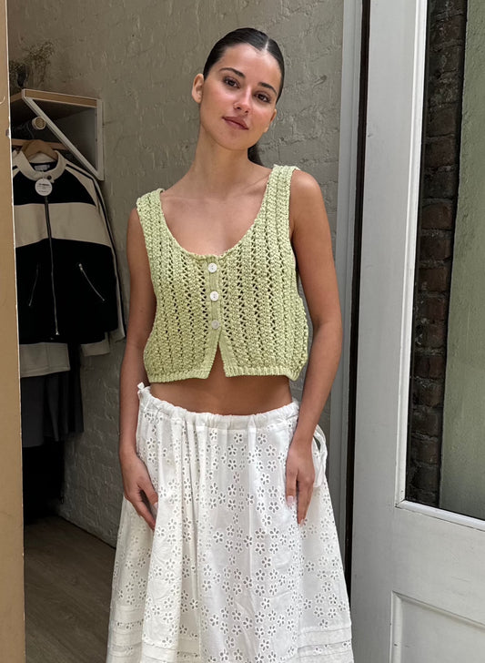 Billie Knit Crop Tank in Sage