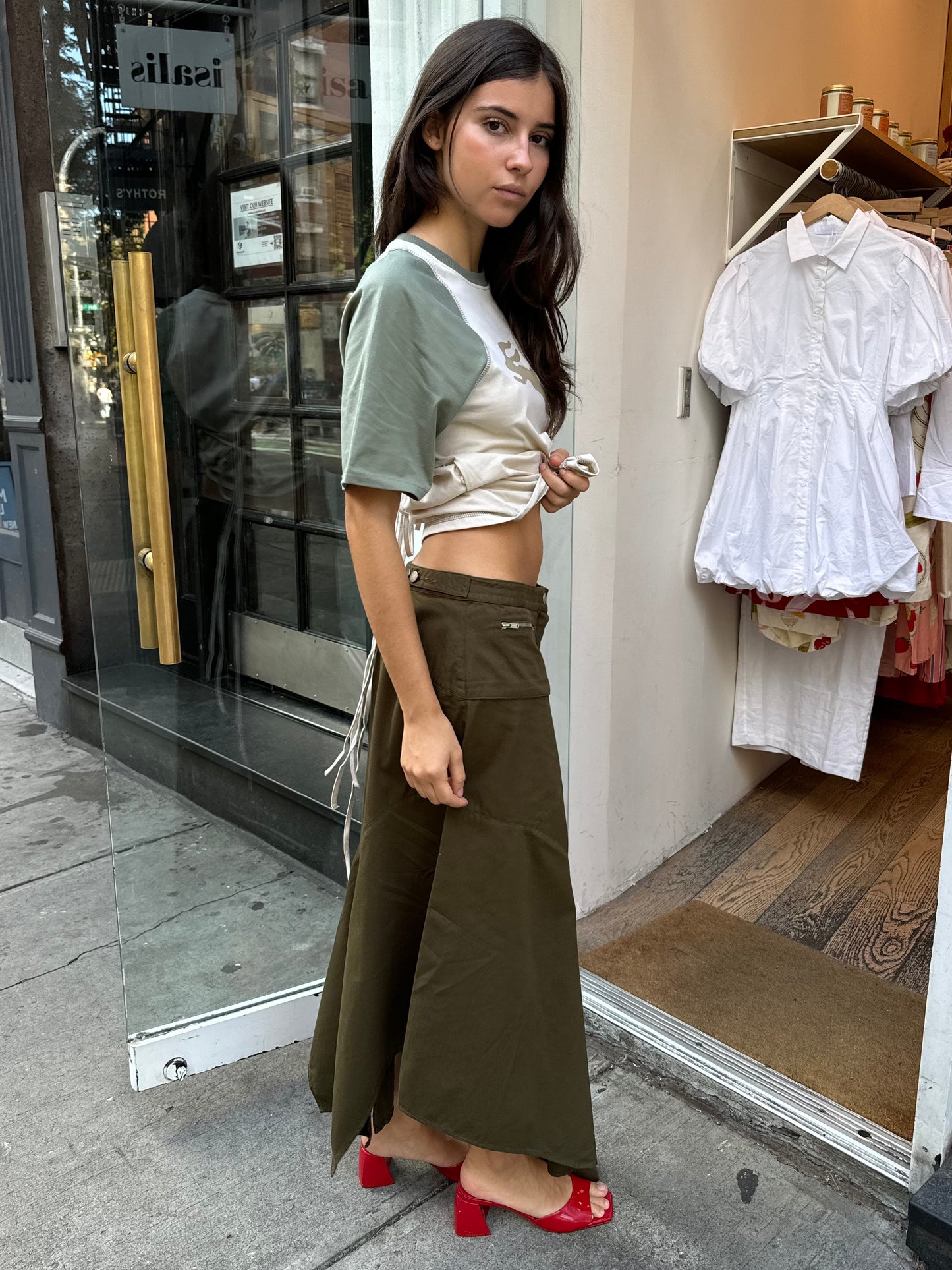 Utility Drape Skirt in Olive