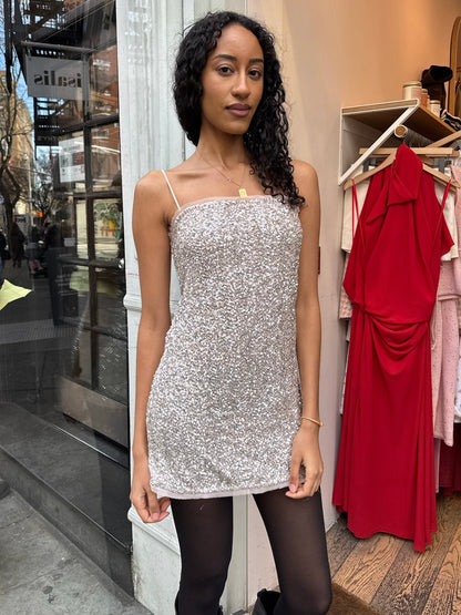 Ria Sequin Mini Dress in Champagne