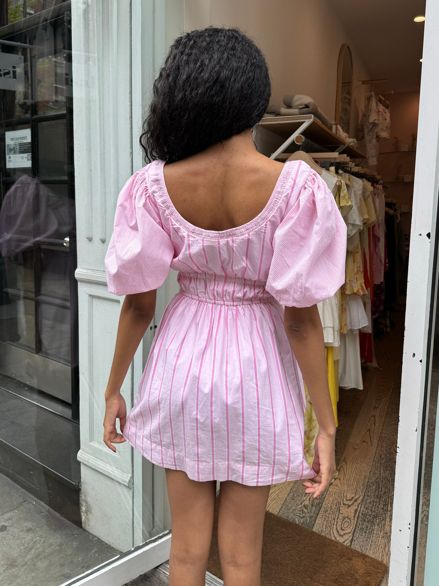 Amelie Mini Dress in Pink Stripe