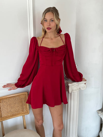 Vivian Dress in Deep Red