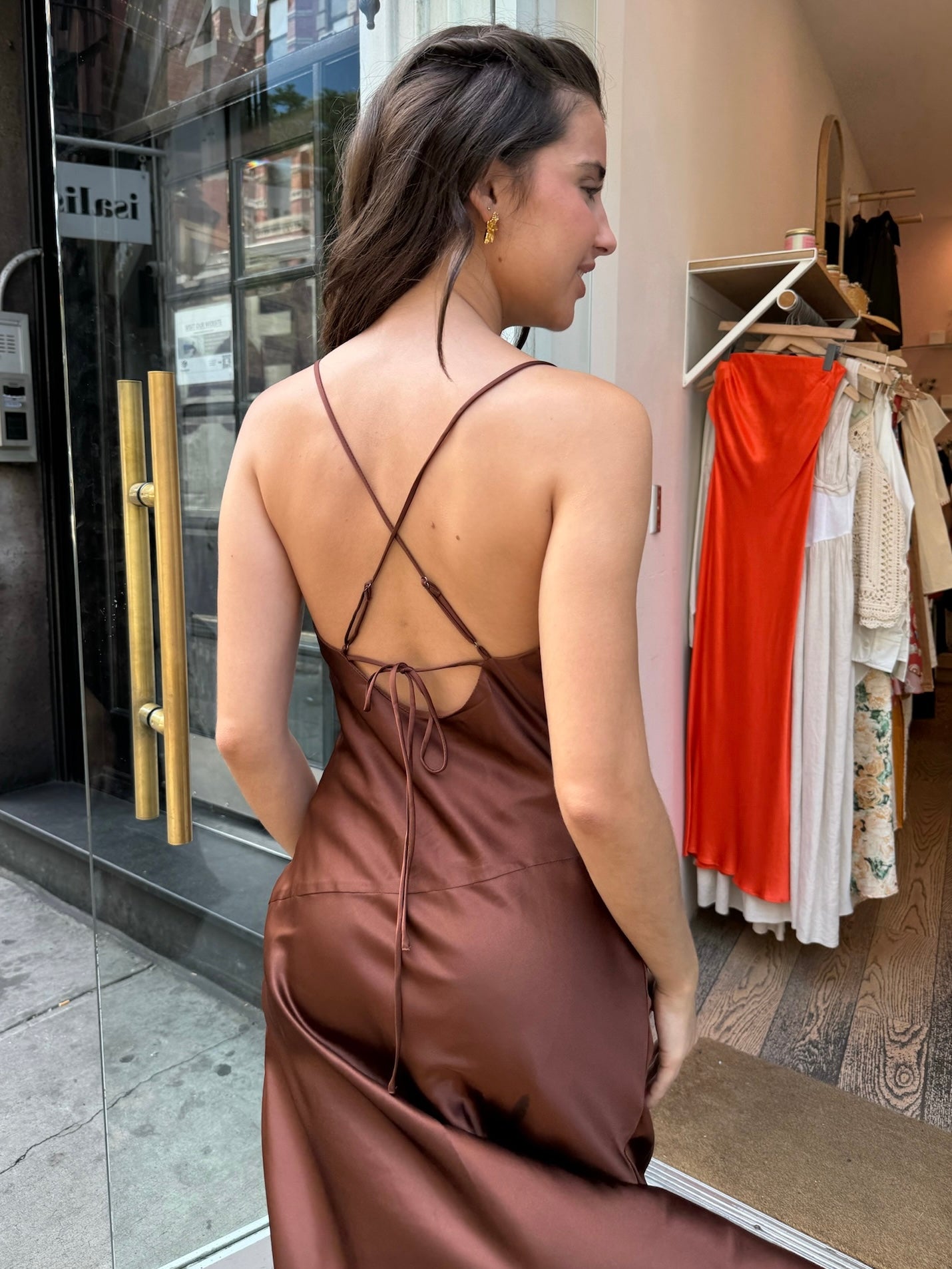 Gaia Dress in Chocolate Brown