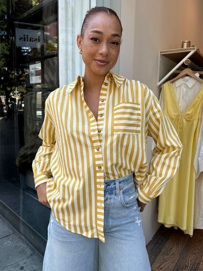 Miles Shirt in Mustard Stripe