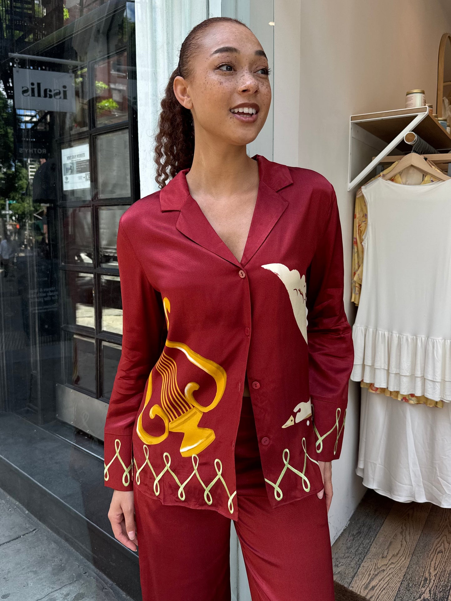 Cady Embroidered Shirt in Merlot Cygnus and Lyra