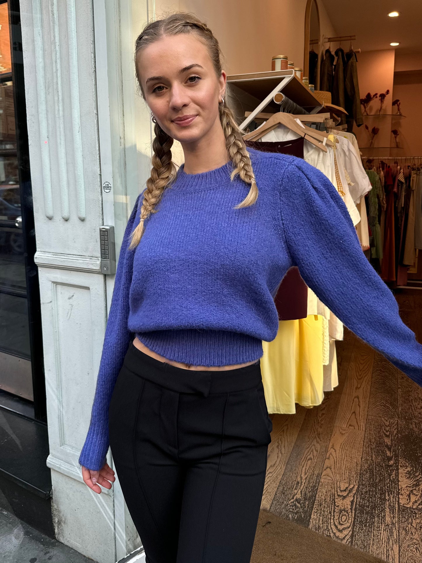 Colette Puff Sleeve Sweater in Periwinkle