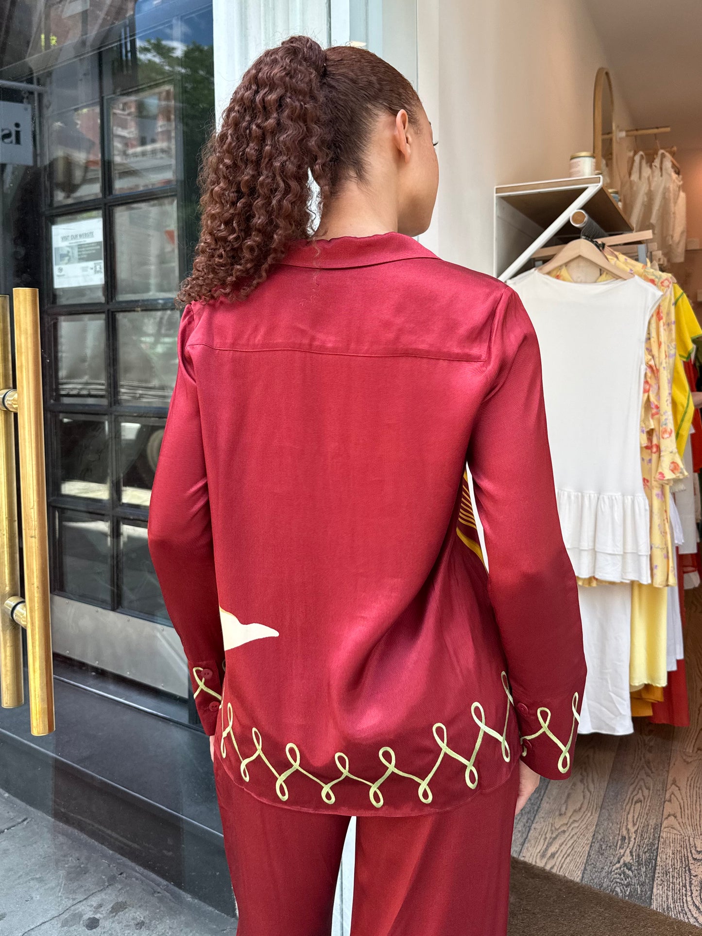 Cady Embroidered Shirt in Merlot Cygnus and Lyra