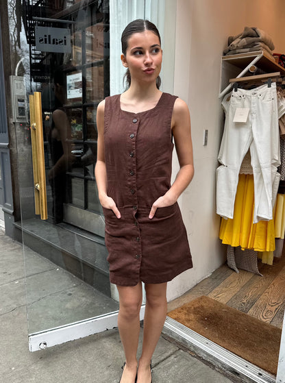 Emma Button Down Mini in Chocolate