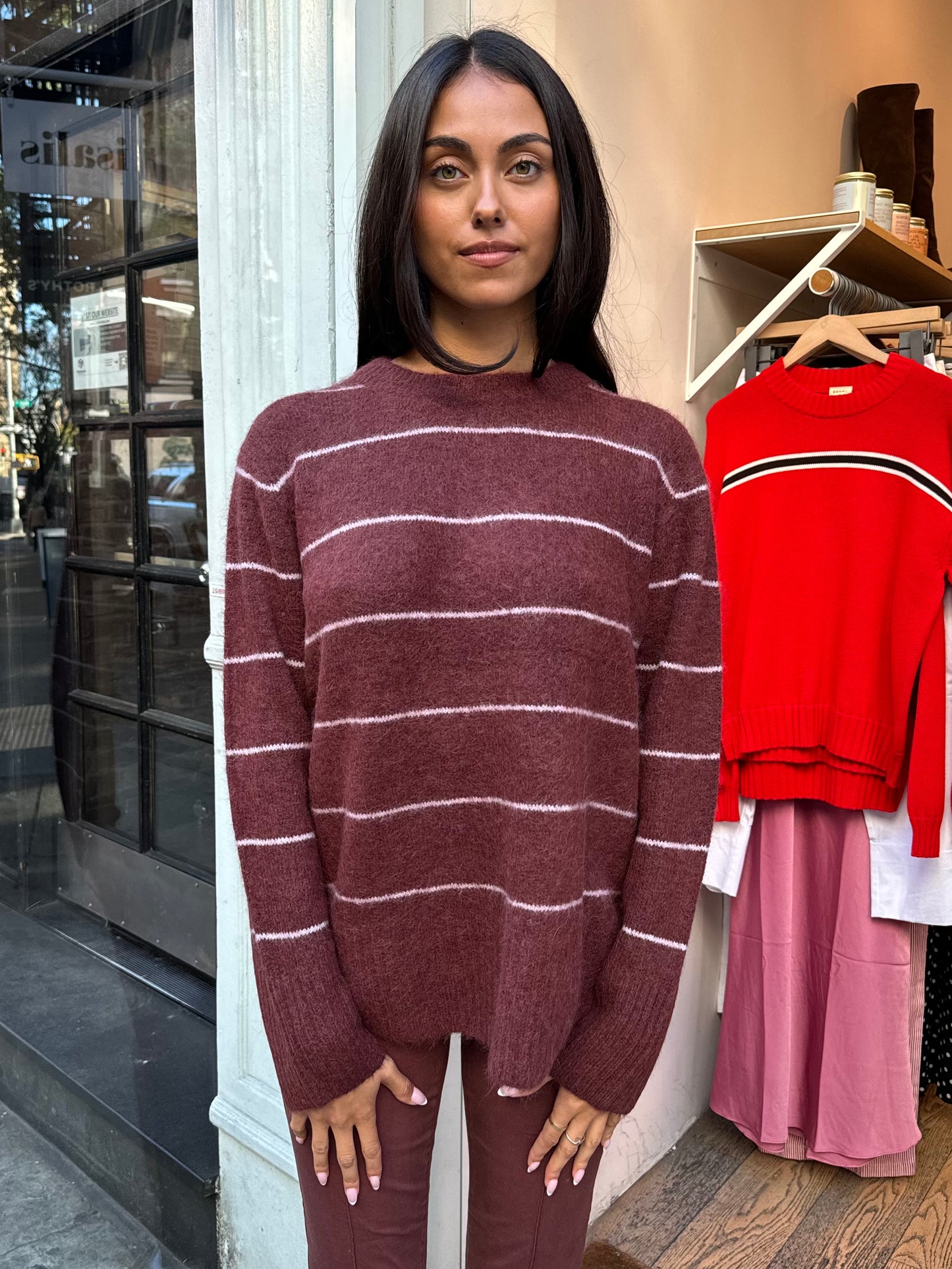 Ivy Crewneck Pullover in Terra Stripe