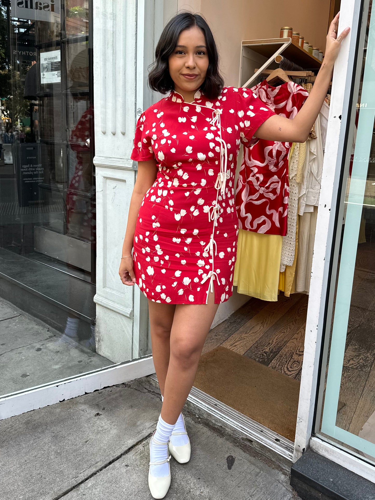 Harlow Mini Dress in Red Tulip