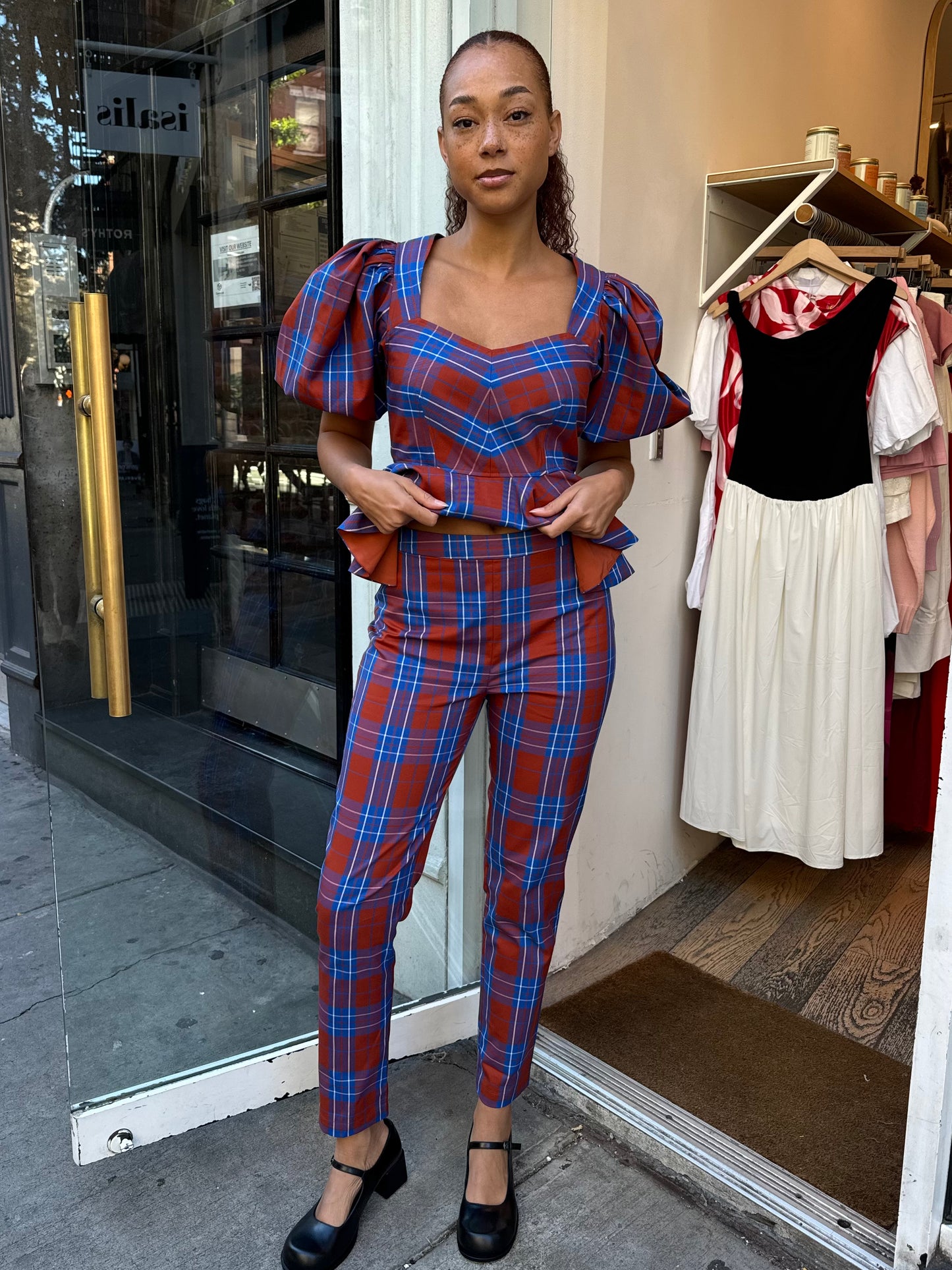 Carson Pant in Red Blue Plaid