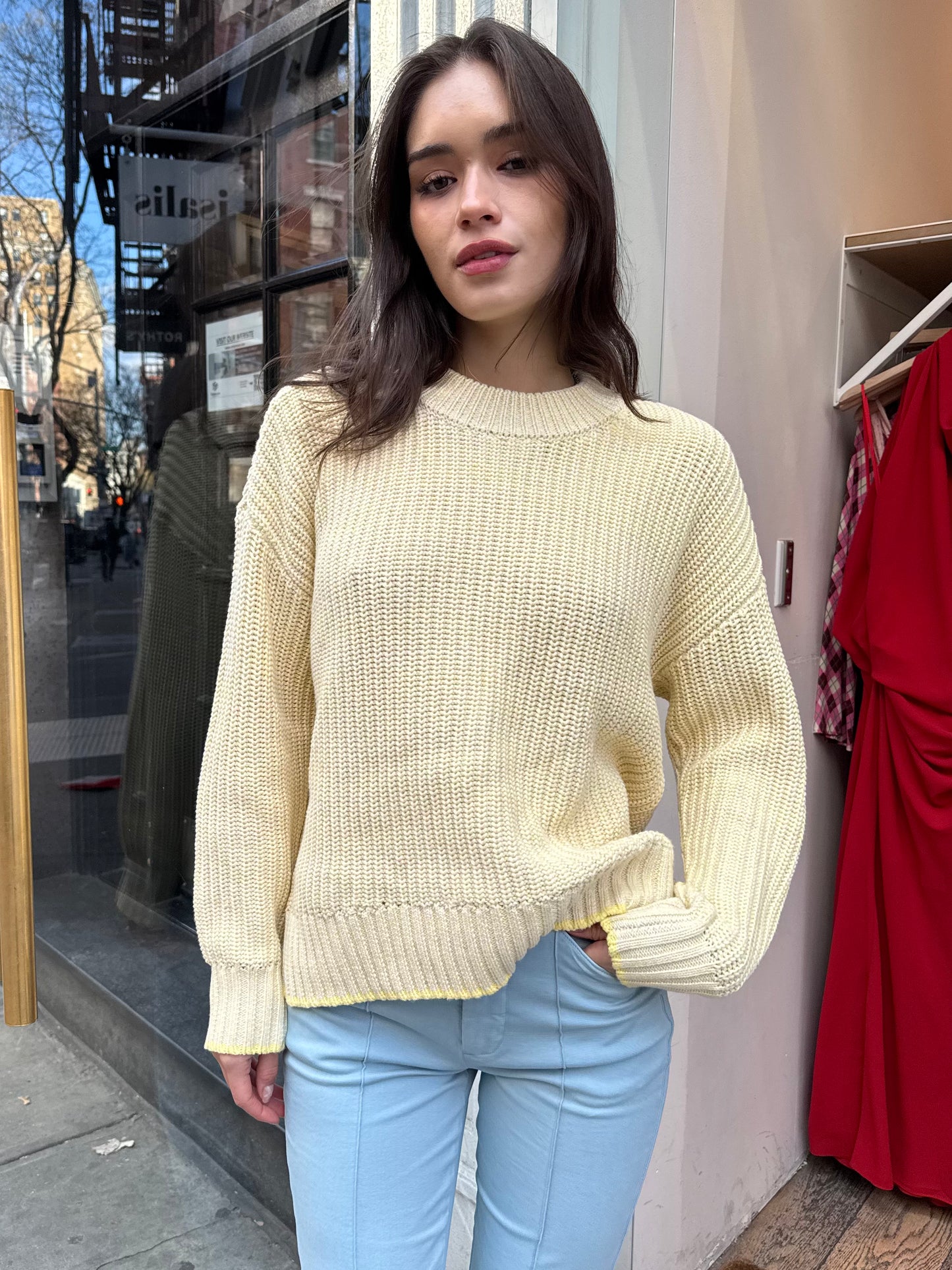 Tina Pullover Sweater in Soft Yellow Marl