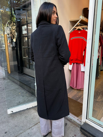 Prescott Double Breasted Wool Coat in Black