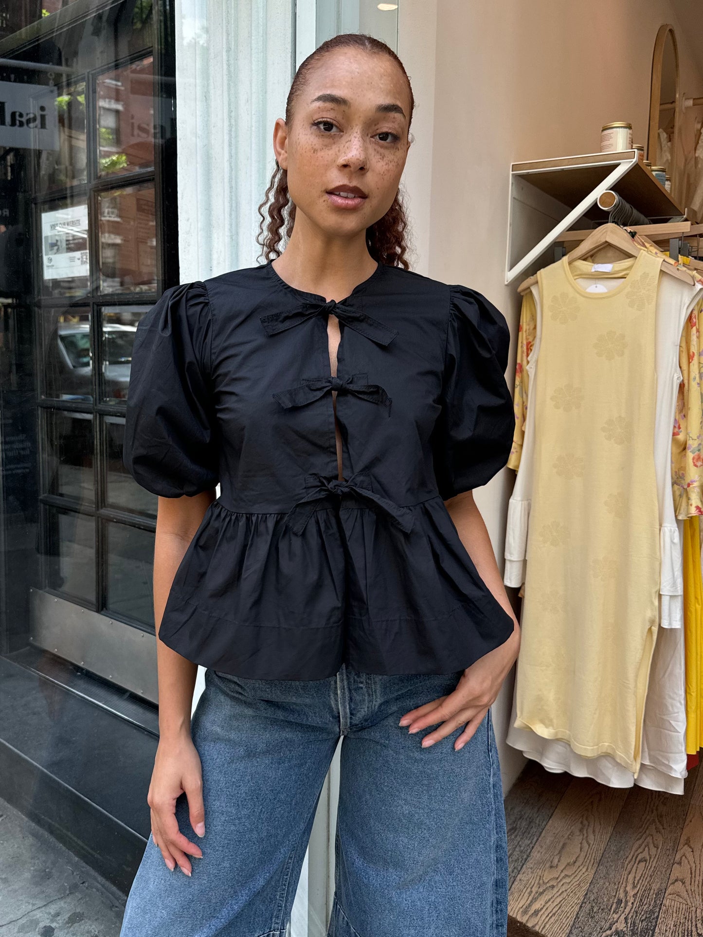 Smith Poplin Top in Black