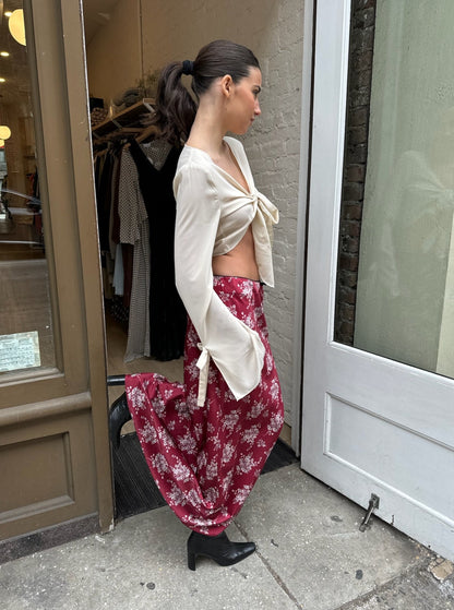 Flora Midi Skirt in Wine