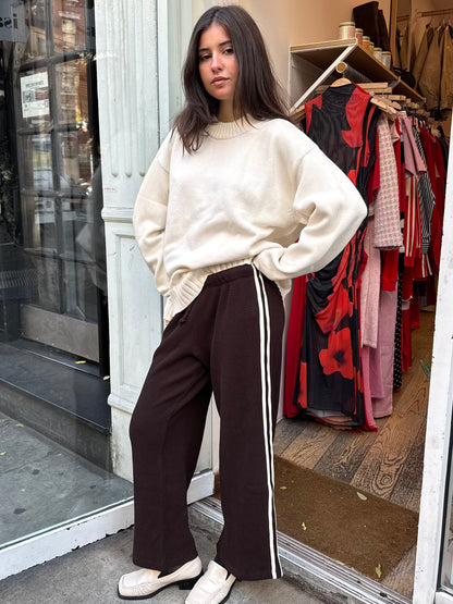 Thermal Crop Stripe Pant in Espresso