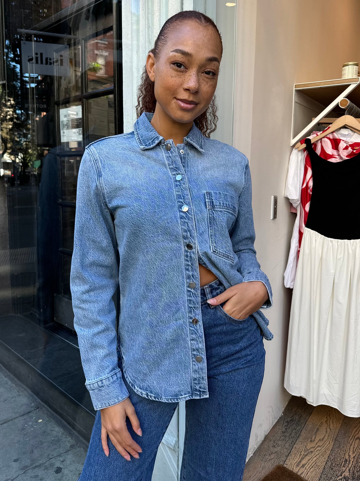 Liv Long Sleeve Denim Shirt in Fonda