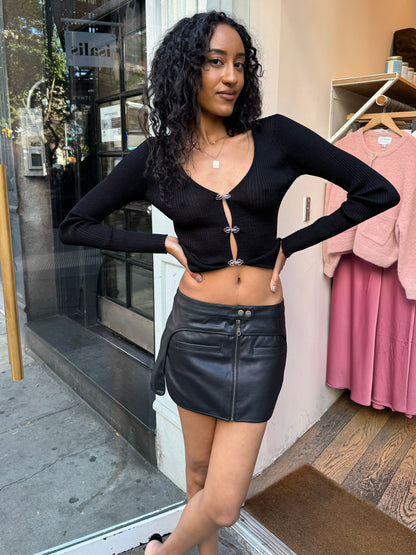 Loren Moto Mini Skirt in Black