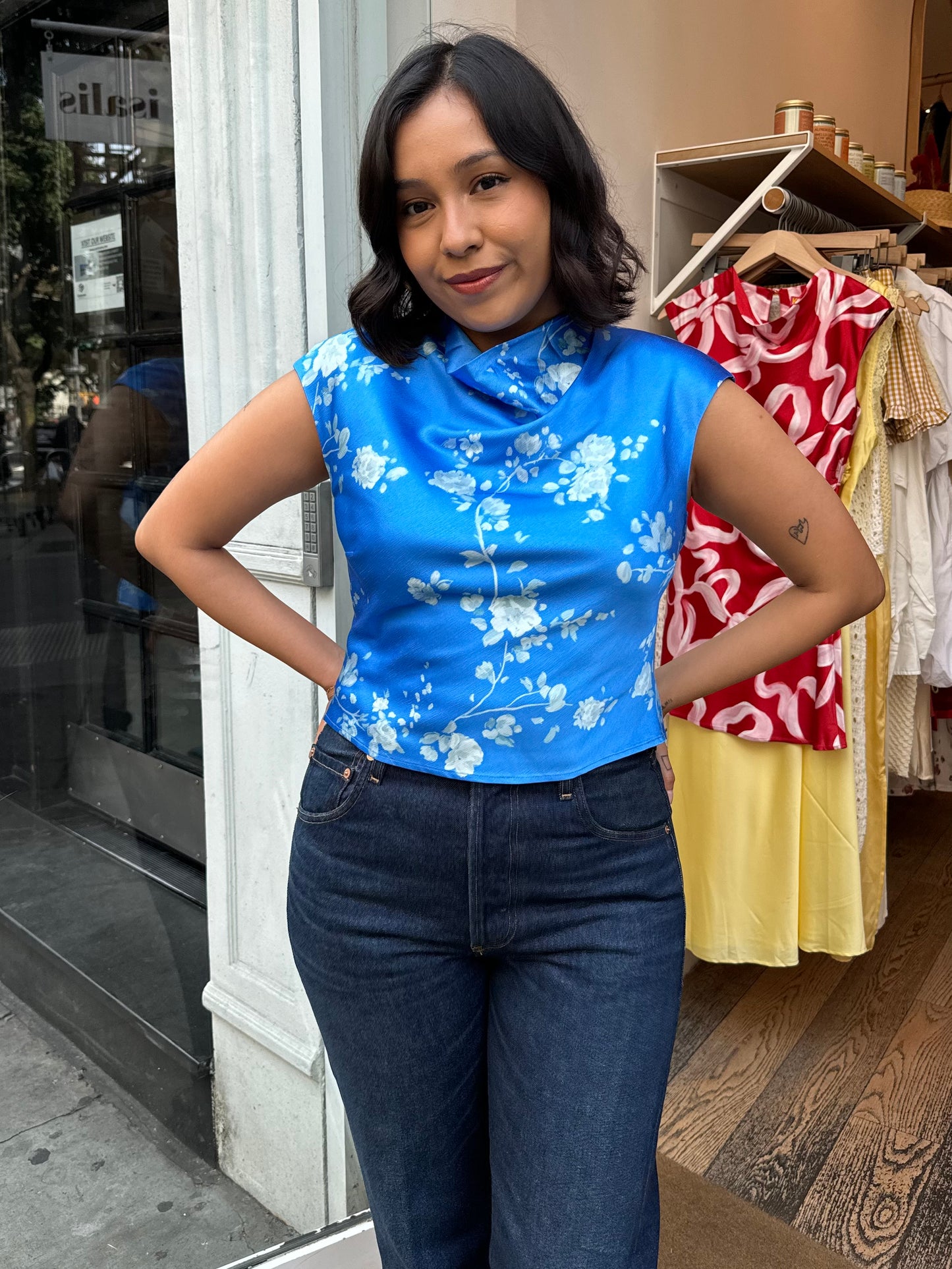 Monika Top in Blue Floral