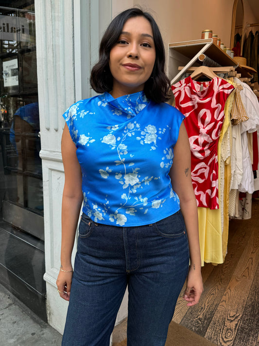 Monika Top in Blue Floral