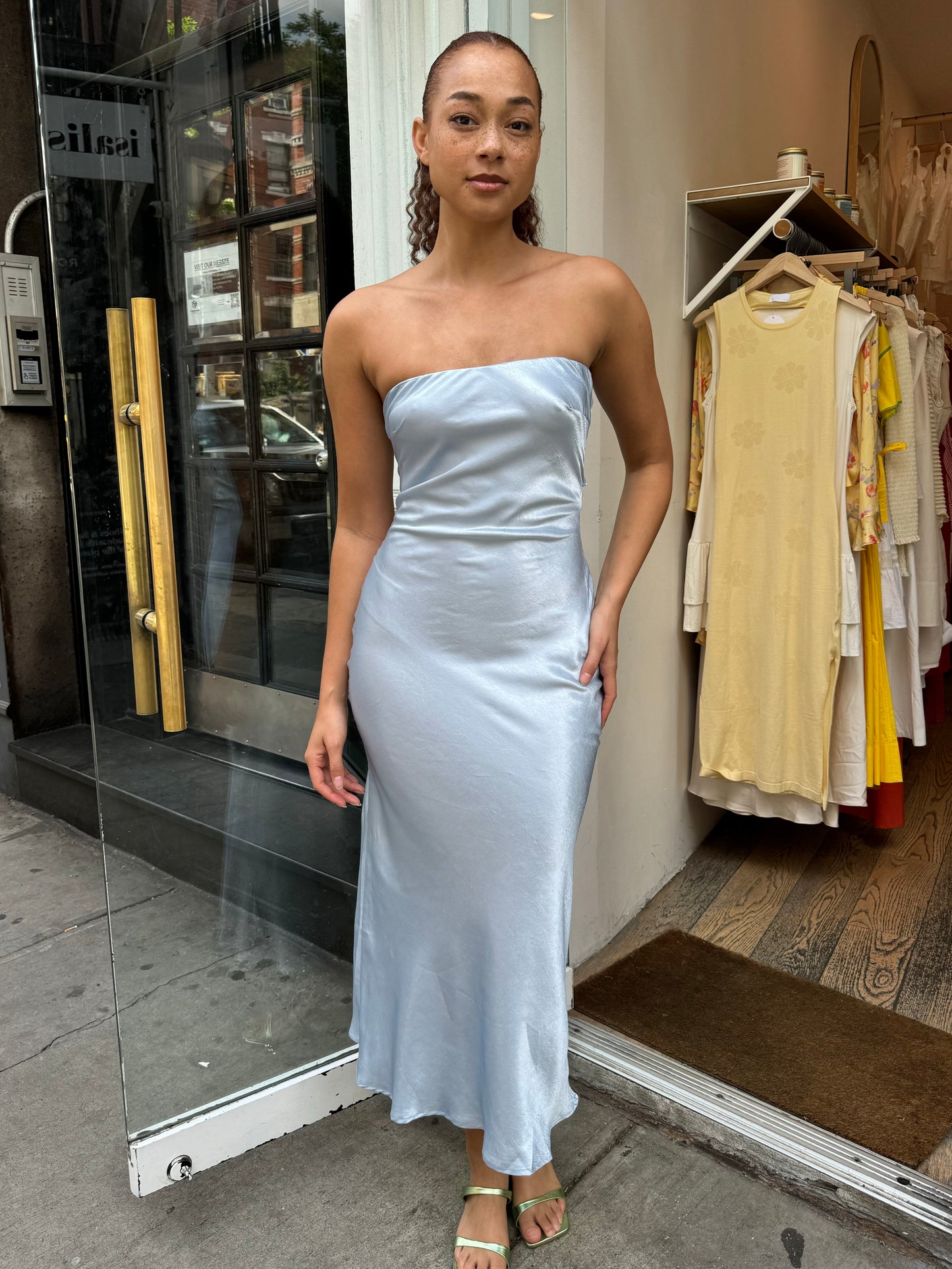 Celeste Strapless Maxi Dress in Sky