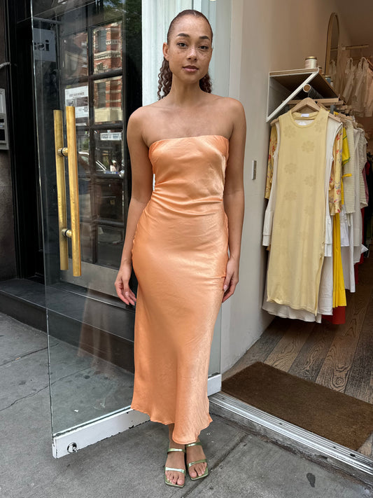 Celeste Strapless Maxi Dress in Peach