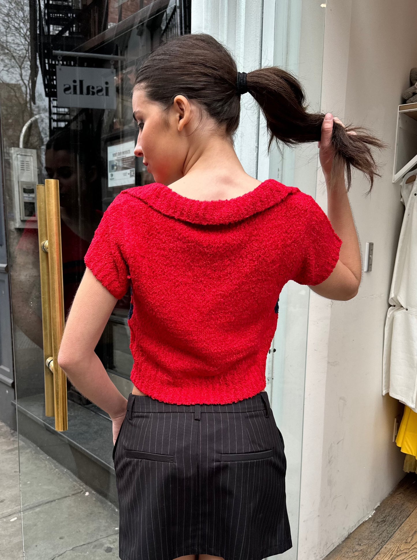 Polo Knit Tops in Red