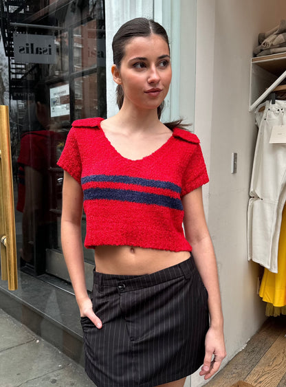 Polo Knit Tops in Red