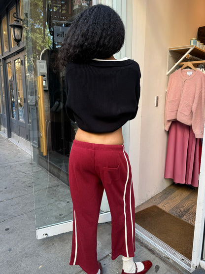 Shea Waffle Pants in Maroon